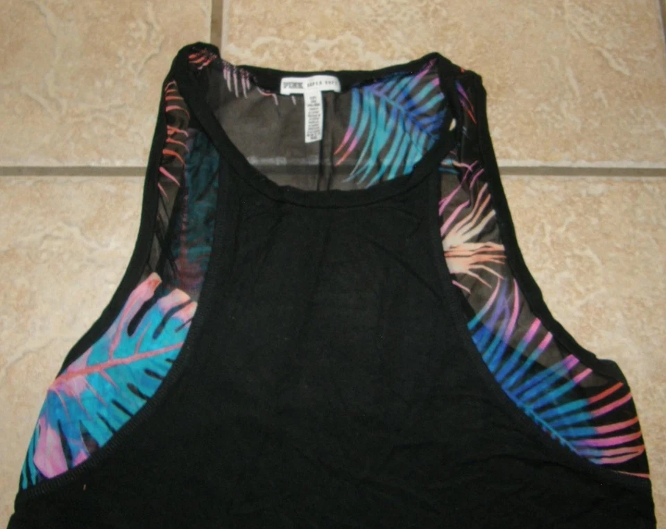 Черный размер маленький мягкий эластичный сетки цветочный гонщик назад Майка VICTORIAS SECRET - Изображение 3 из 4