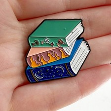 Stack of Books Soft Enamel Pin Book Lover Reader Bookish Cottagecore Gift