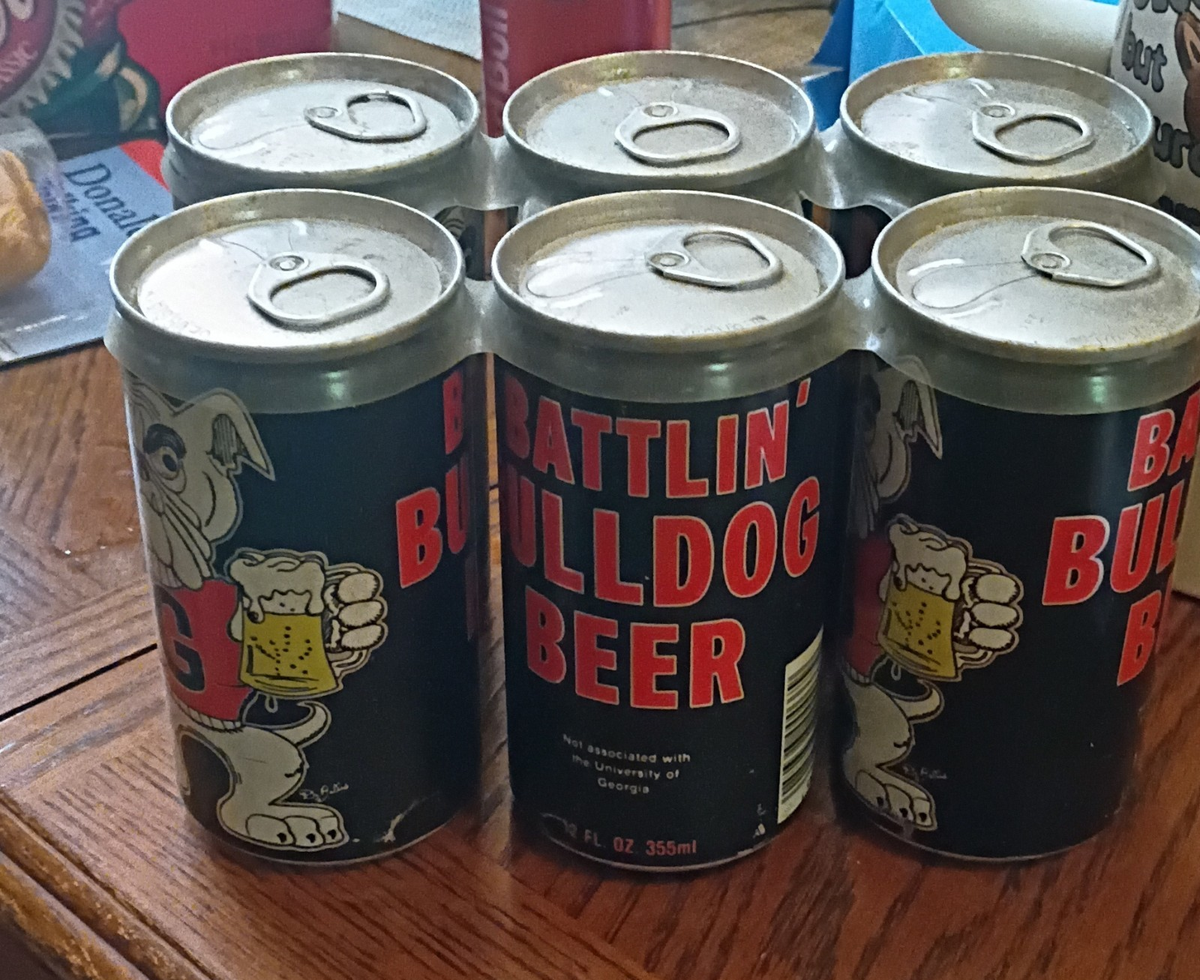 Battlin' Bulldog Beer Collectible US Pull Tab Cans 6-Pack