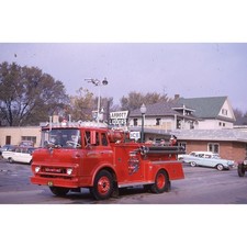 Downers Grove IL 1963 Fire Truck GMC Parade Abbott Liquors Sign Old Cars Slide