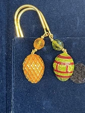 Faberge Egg Bookmarks Set Of 2 Gold Tone Metal NIB