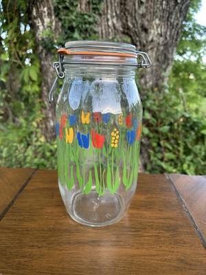 VTG Arc France Tulip Canister 2L 10'' Jar w/ Latch & Seal Airtight Storage 1980s
