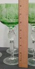 Vintage Bohemian Crystal Green Cut To Clear Stemmed Wine Glasses - Set Of 6 — photo 5
