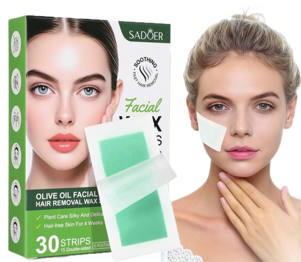 Facial Wax Strips Facial Hair Removal Wax Paper Quick & Painless All Skin 30Pcs
