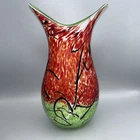Gorgeous Designs murano style spatter glass hand blown gartner glass vase 10''