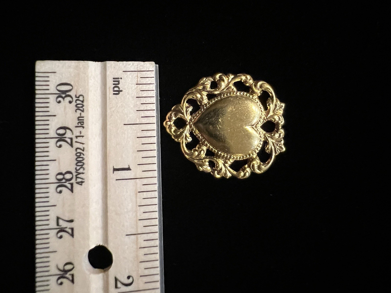 Vintage Heart 22K Plated Brass Stamping for Jewelry design from Famous Maker NOS