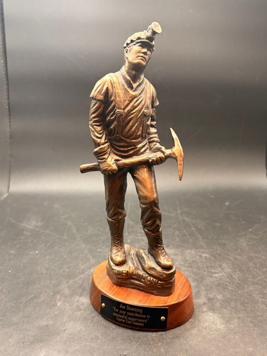 Vintage Gary Prazen Coal Miner Bronze Sculpture "Well Done" Cyprus Coal Company