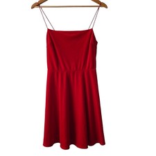 Urban Outfitters Red Cami Strap Velvet Pull Over Dress w Elastic back - Jr M