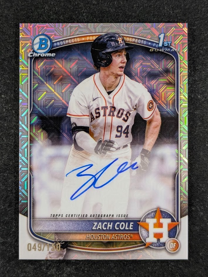 2025 Bowman Chrome ZACH COLE 49/150 1st Auto HTA Choice Refractor Prospects SP