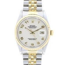 Rolex Mens Watch Oyster Perpetual Datejust Bi Metal Bracelet 16233 Papers RW0665