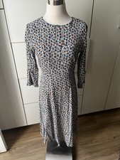 LOFT Floral Print Midi Dress White Brown Blue 3/4 Sleeve- Size 2