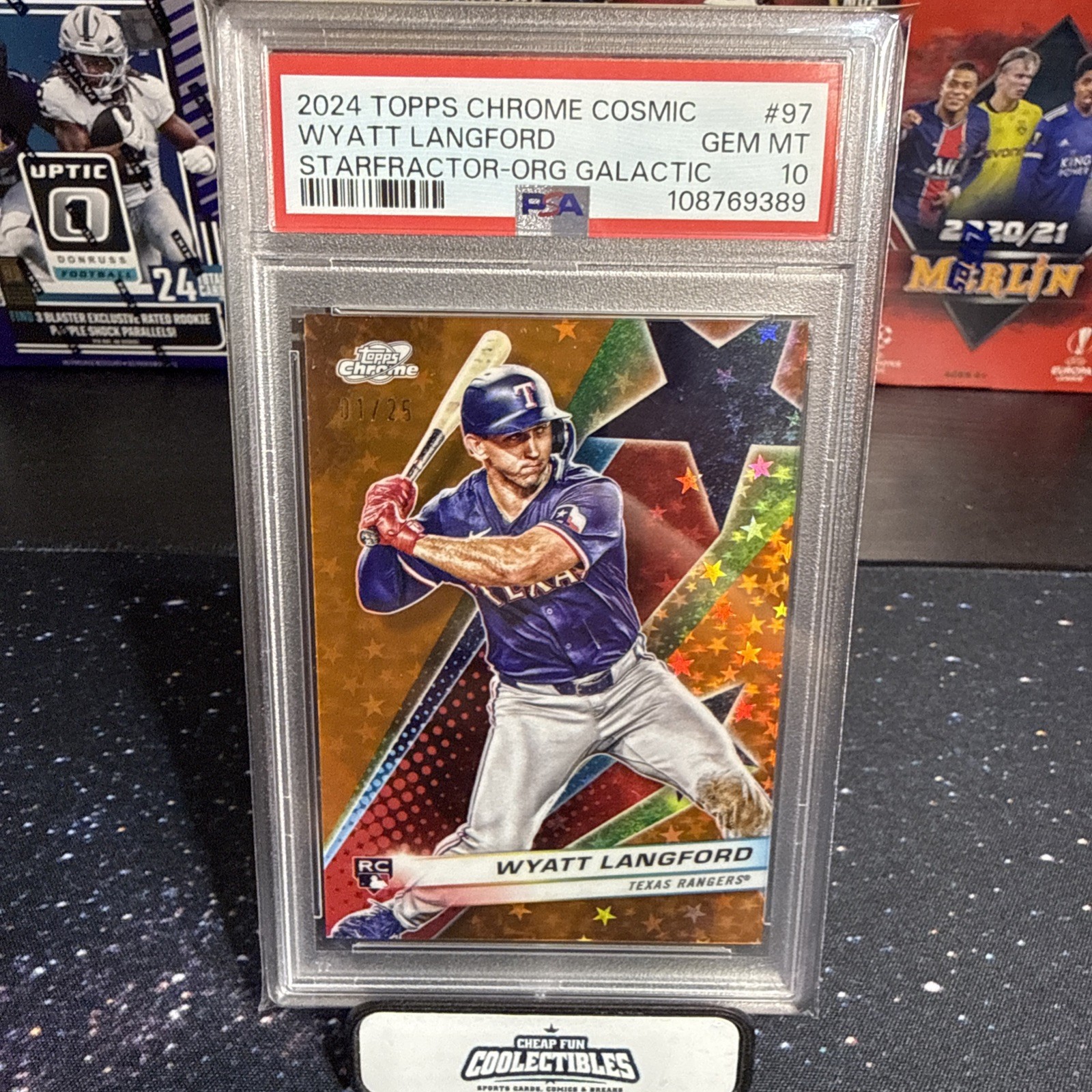 2024 Topps Cosmic Chrome Starfractor ORANGE 01/25 Wyatt Langford PSA 10