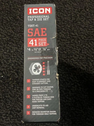 ICON TDST-41 Piece SAE Professional Tap & Die Set 59158 (NEW) FAST SHIPPING image 4