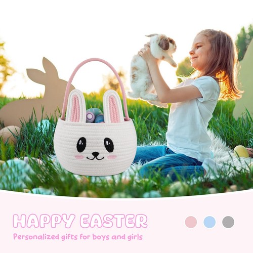 Easter Baskets for Kids, Easter Bunny Basket with Handle, Personalized Easter... - Picture 7 of 9