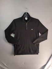 Lacoste Mens Sweatshirt 3 Small Black 1/4 Zip Long Sleeve Mock Neck Pullover
