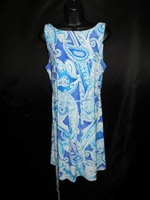 Lauren Ralph Lauren PM Purple Blue Paisley Sleeveless Shift Dress Petite M Midi