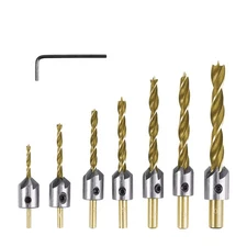 7* Drill Bit Assembly Pilot Screw Holes Countersink Tool With three-point design
