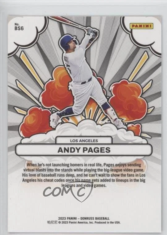 2023 Panini Donruss Bomb Squad Gold /99 Andy Pages #BS6 - Image 2 of 2