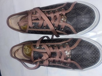 Michael Kors MK Logo Signature Sneakers Tennis Shoes Brown