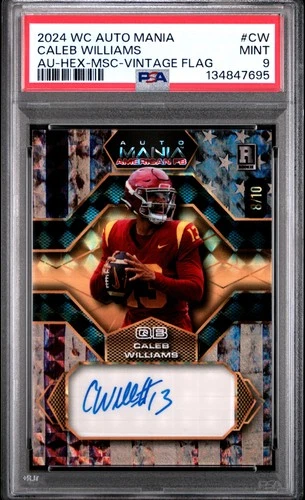 2024 WILD CARD AUTO MANIA AMERICAN FOOTBALL HOBBY AUTO CALEB WILLIAMS /10 PSA 9
