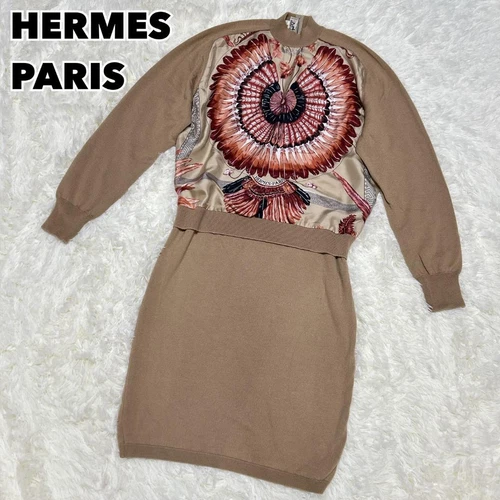 HERMÈS Bellissimo abito Hermes Brasile sciarpa schiena maglia 40 pezzo unico moda donna Au