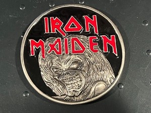 Vintage Iron‎ Maiden Belt Buckle Silver Tone w/Black & Red Accents Round Killers Vintage Iron Maiden Belt Buckle Silver Tone w/Black & Red  main image 3