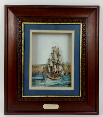 Framed 3D Art H.M.B. Endeavour  Refit Handcrafted  Signed by Freeman Whitby