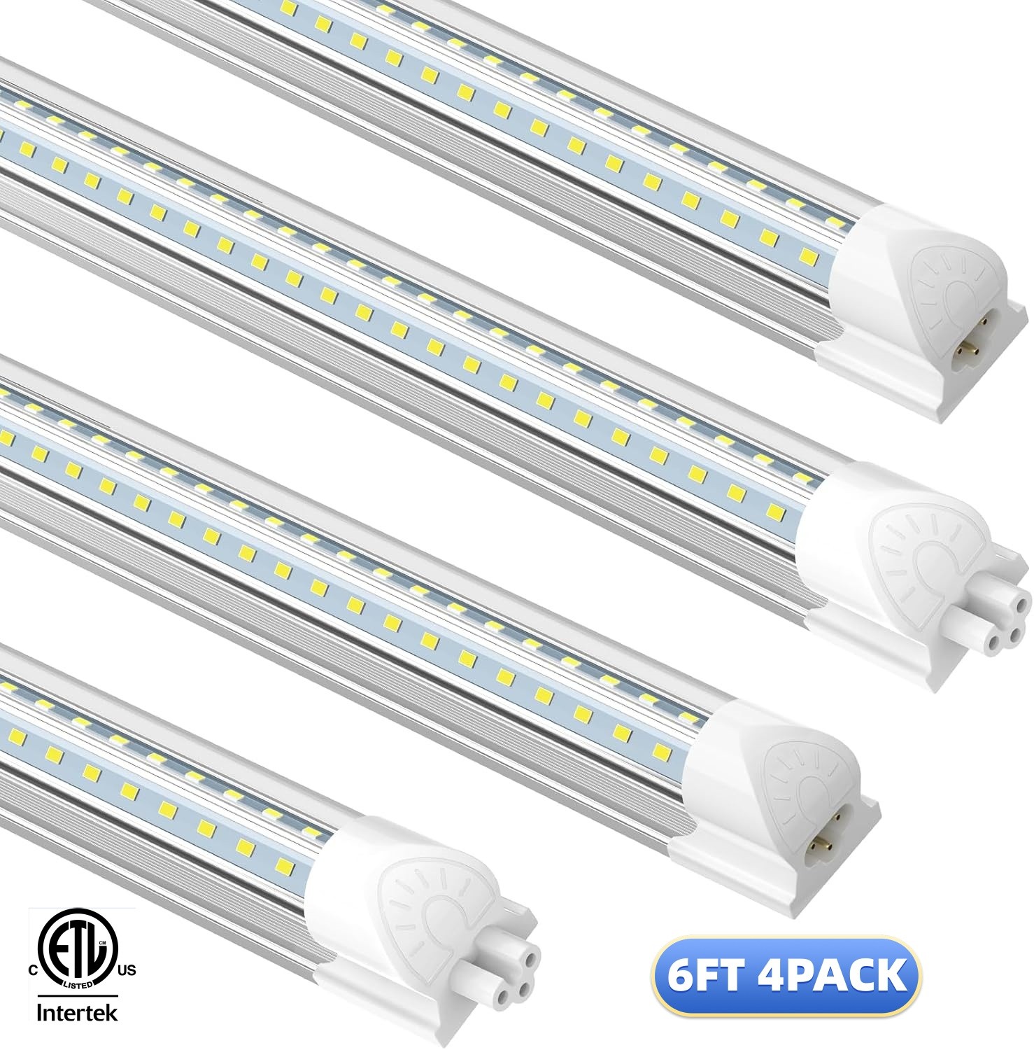 6FT T8 LED Shop Light Fixtures 54W 6000K Garage Ceiling 6 Foot LED Tube Lights