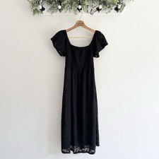 anthropologie HD In Paris Black Lace Midi Dress Smocked New Small JE