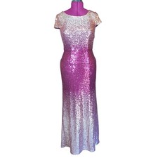 Alex Evenings Ombre Maxi Formal Sequin Dress Sparkly Women Size 8 Wedding Date