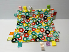 Bright Starts Taggies Security Blanket Plush Lovey Yellow Geometric Circles 12"