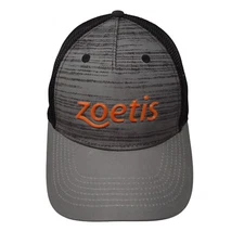 Zoetis Strapback Mesh Back Trucker Hat Gray OSFA Adjustable Colorblock