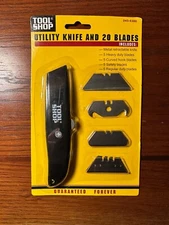 Tool Shop 243-5380 Utility Knife And 20  Blades, New in Sealed Packaging