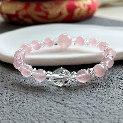 Mujeres Curación Chakra Yoga Rosa Natural Cuarzo Rosa Cristal Pulsera Elástica - Imagen 2 de 5
