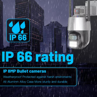 4MP 4K IP WiFi WLAN Überwachungs Kamera Dual Lens 1-8X Zoom PTZ Nachtsichtkamera