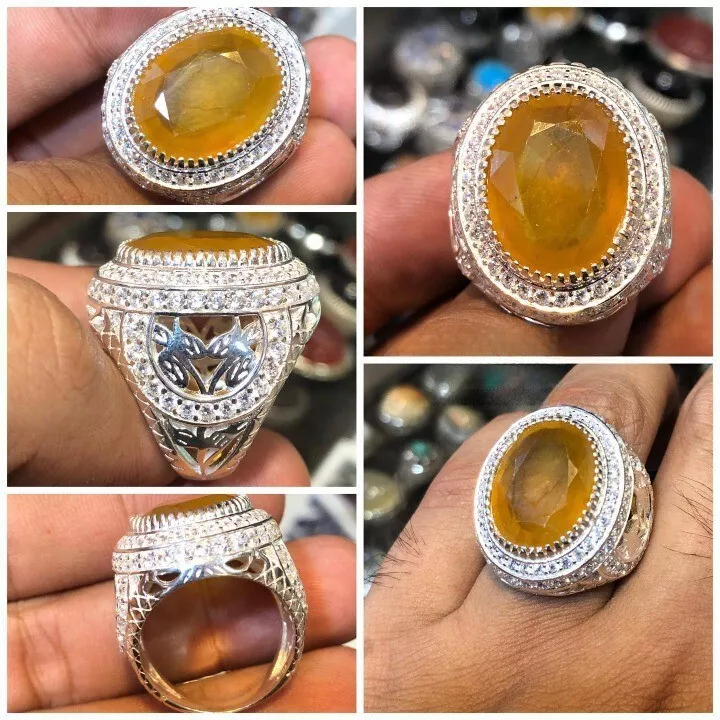 7.25 Ratti Yellow Sapphire Pukhraj Gemstone Ring For Men And Women A++  Quality And With Lab Certifed