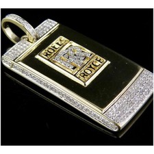 0.90 Ctw Dfl Moissanite 14k Yellow Gold Plated Rolls Royce Key Pendant 1.75