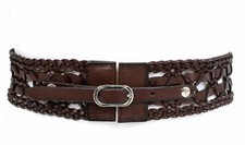 Hinge 273141 Women's Woven Braid Stretch Belt, Size Small/Medium - Brown