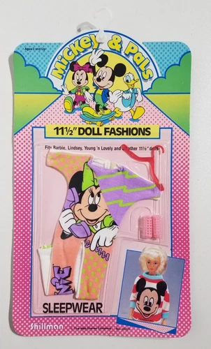 Barbie Vintage 1986 Mickey & Pals Minnie Mouse Pajama / Sleepwear Set ☆ New ☆