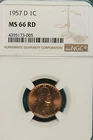 1957-D NGC MS66 RED Lincoln Wheat Cent!! #A5490
