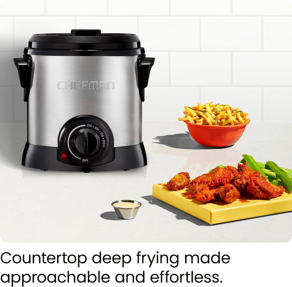 Fry Guy Deep Fryer with Removable Basket, EasyToClean NonStick