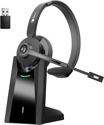 Earbay Wireless Headset, Kopfhörer mit Mikrofon, Stummschaltung & Ladestation
