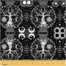 Celestial Dreams Fabric - Sun and Moon, Tree of Life, Gothi