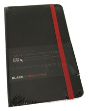 A6 Black n' Red-Ruled Stitched Business Journal-71 Sheets-Ruled Soft Cover Noteb