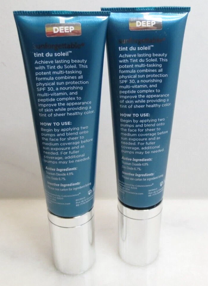 (2) COLORESCIENCE TINT DU SOLEIL UV PROTECTIVE FOUNDATION DEEP SPF 30 1 OZ 2PCS - Image 4 of 4