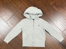 POLO Ralph Lauren Boys Gray Full Zip Hoodie Jacket Size 5 EXCELLENT
