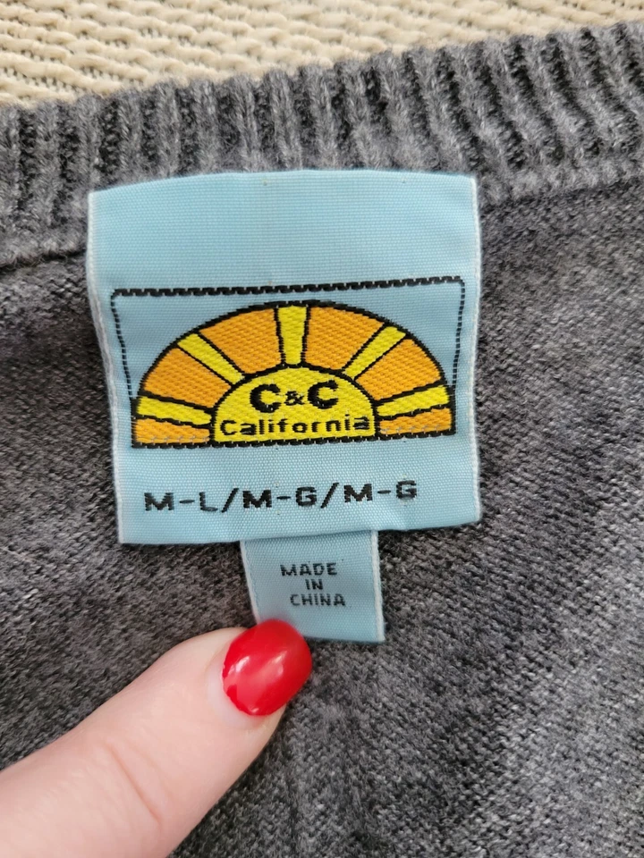 C & C California Gray Stripe cashmere sweater Women black oversized Medium large - Image 2 of 4