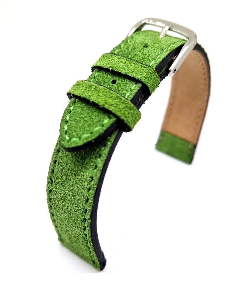 Bracelet Montre Daim De Fluco 18mm Vert Tilleul Vert Souple Made