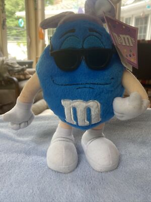 M&M's Candy Easter Plush Doll Blue M&M w/ Bunny Ears & Sunglasses