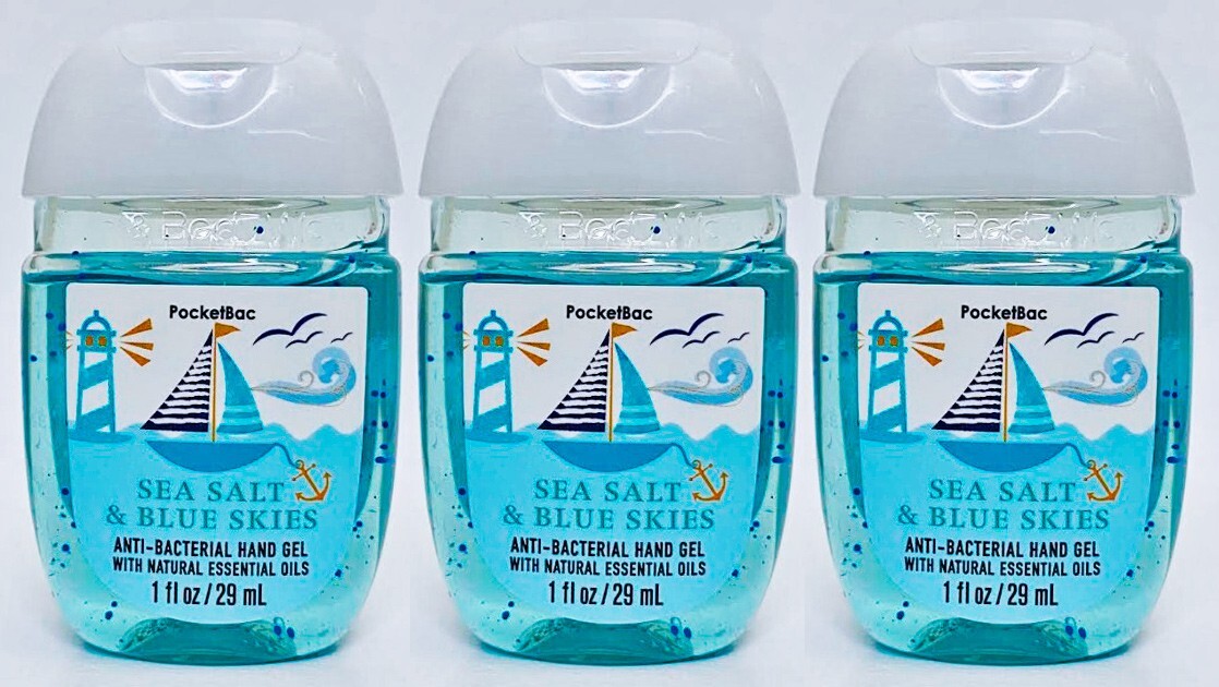 3 Bath Body Works SEA SALT BLUE SKIES Pocketbac AntiBac Hand Sanitizer Gel 1 oz eBay